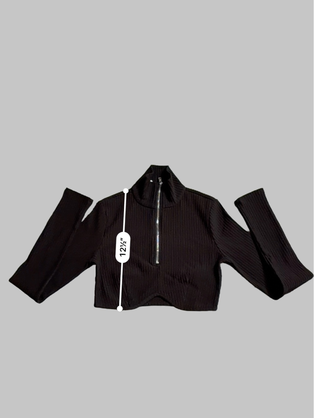 Forever 21 Front Zip Cropped Pullover - Black NWT - Picture 6 of 8